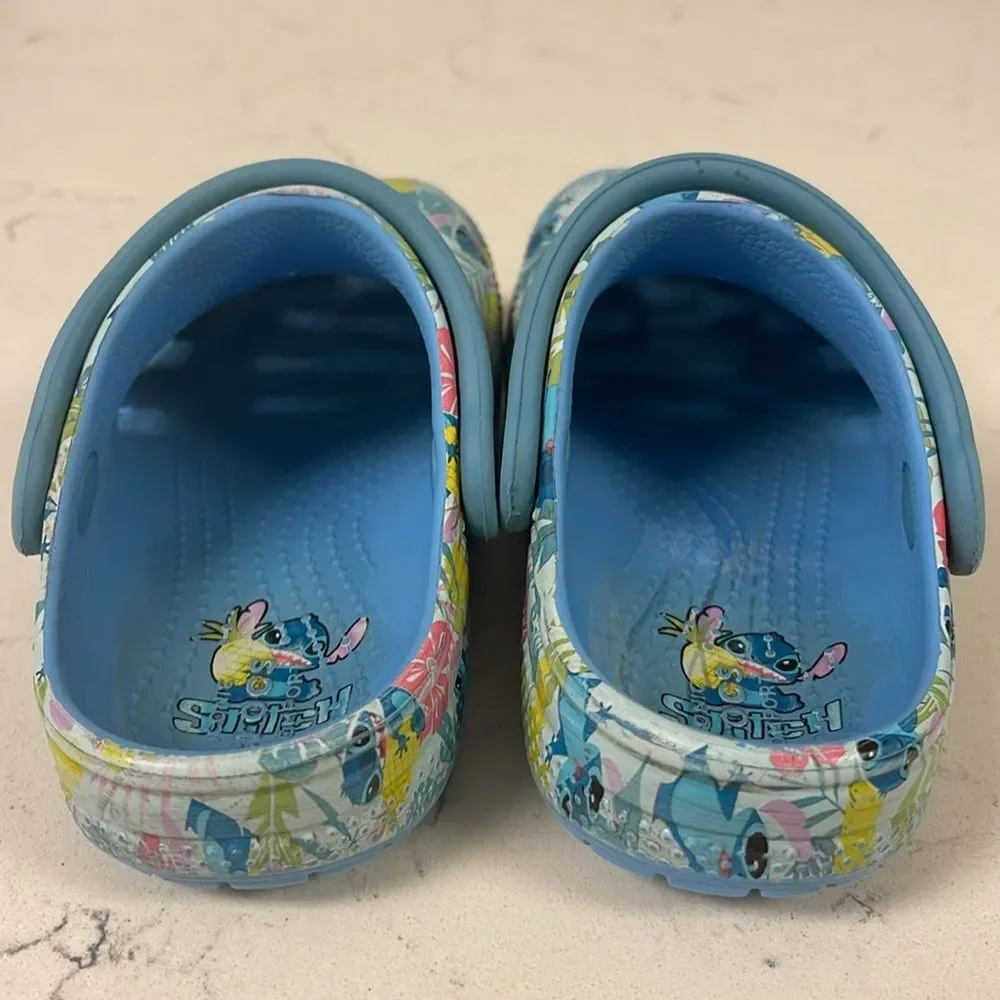 Crocs Toddlers' Disney Stitch Classic Clog Size 9 - Blue Hawaiian Print